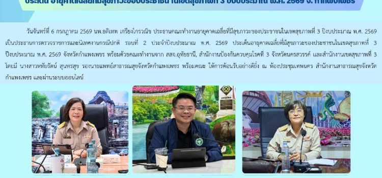 การตรวจราชการและนิเทศงานกรณีปกติ รอบที่ 2 ประจำปีงบประมาณ พ.ศ. 2569 ประเด็น อายุคาดเฉลี่ยที่มีสุขภาวะของประชาชน ในเขตสุขภาพที่ 3 ปีงบประมาณ พ.ศ. 2569 จ. กำแพงเพชร